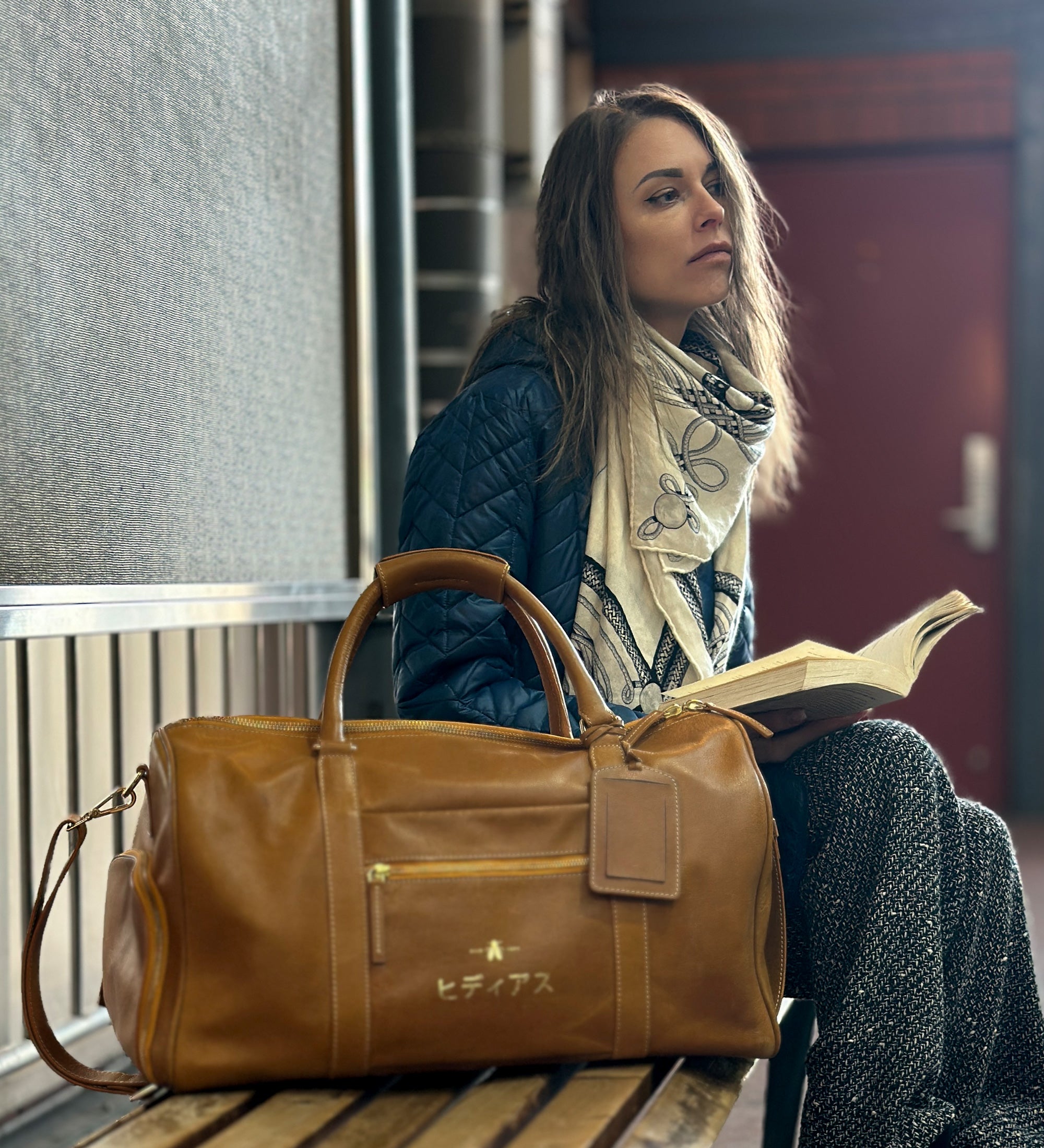 kyoto weekender duffel - tan yellow