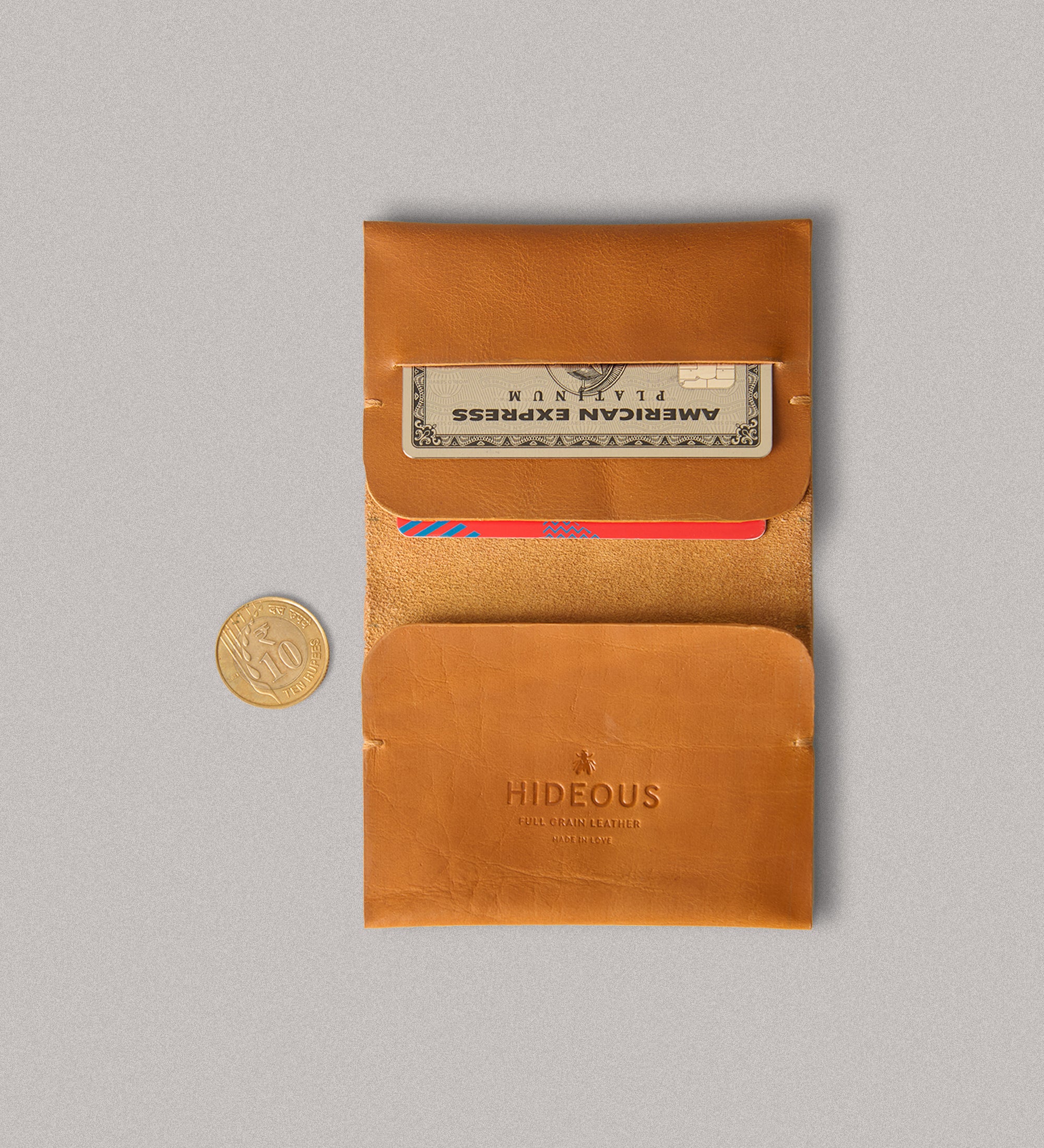 pochi no metal wallet - tan